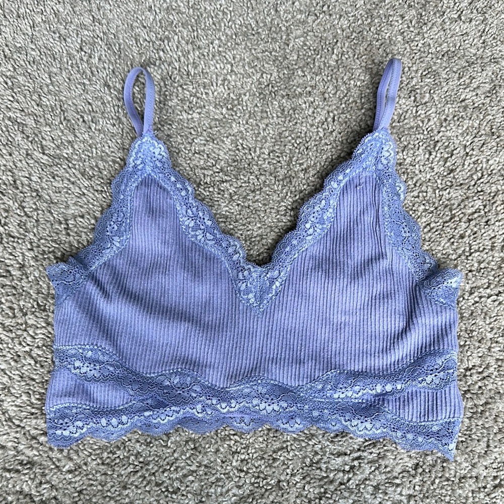 forever21 lace trim purple crop tank